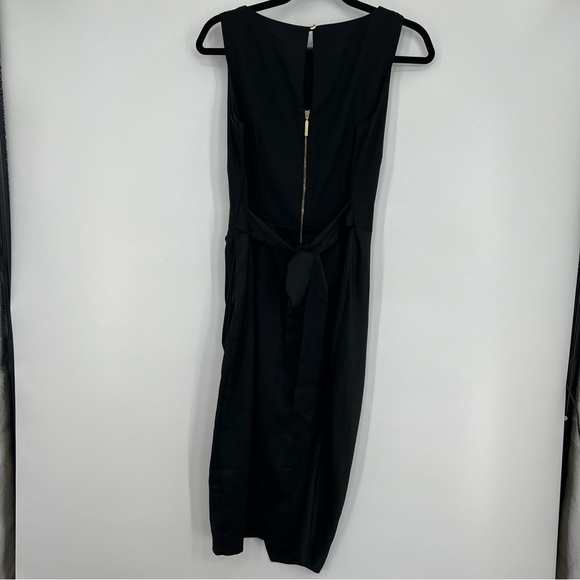 NWT Closet London Black Sleeveless Pencil Dress Pleated Ruched Midi Bodycon 8 - Picture 4 of 10